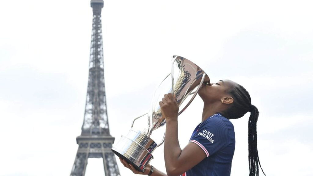 Marie Katoto of PSG at Eiffel Tower