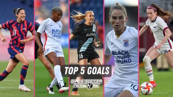 Christen Press, Tziarra King, Allie Long, Jessica Fishlock, and Rose Lavelle scored the best women's soccer goals this week