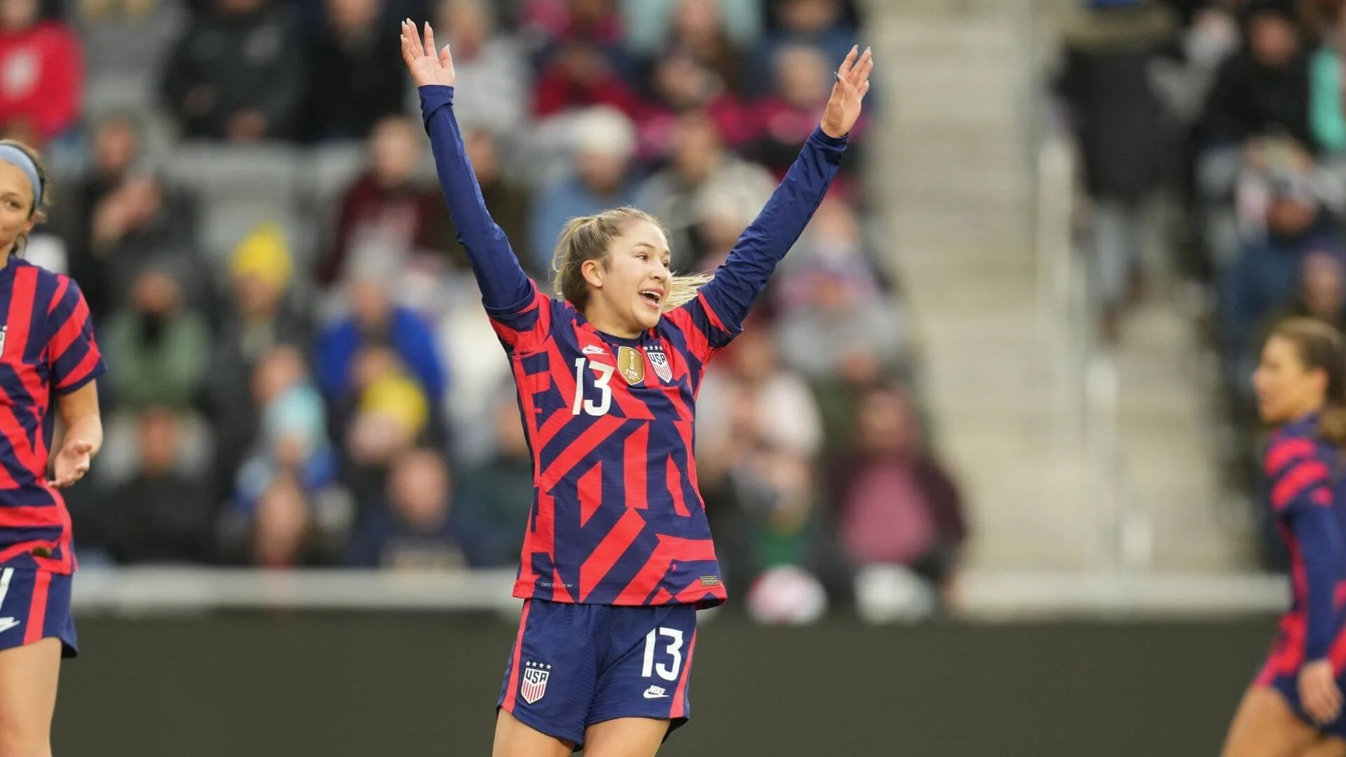 Ashley Sanchez playing for the USWNT