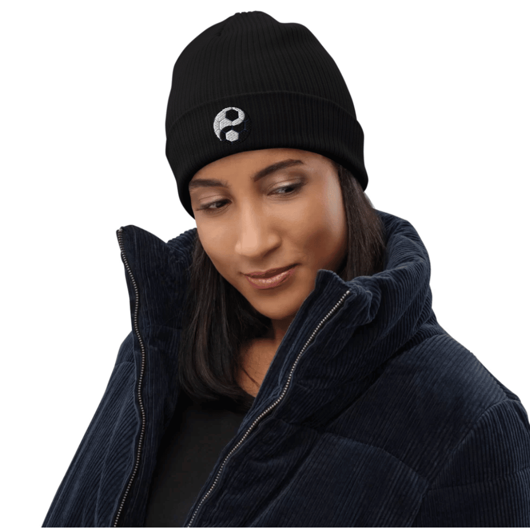 The Yin-Yang Soccer Organic Embroidered Ribbed Beanie