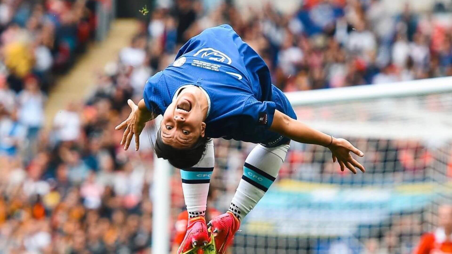 Chelsea's Sam Kerr celebrates after scoring