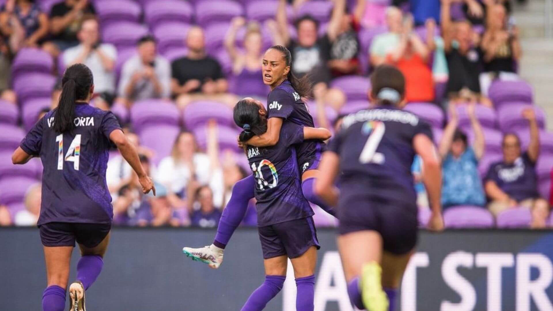 Adriana of the Orlando Pride celebrates a goal