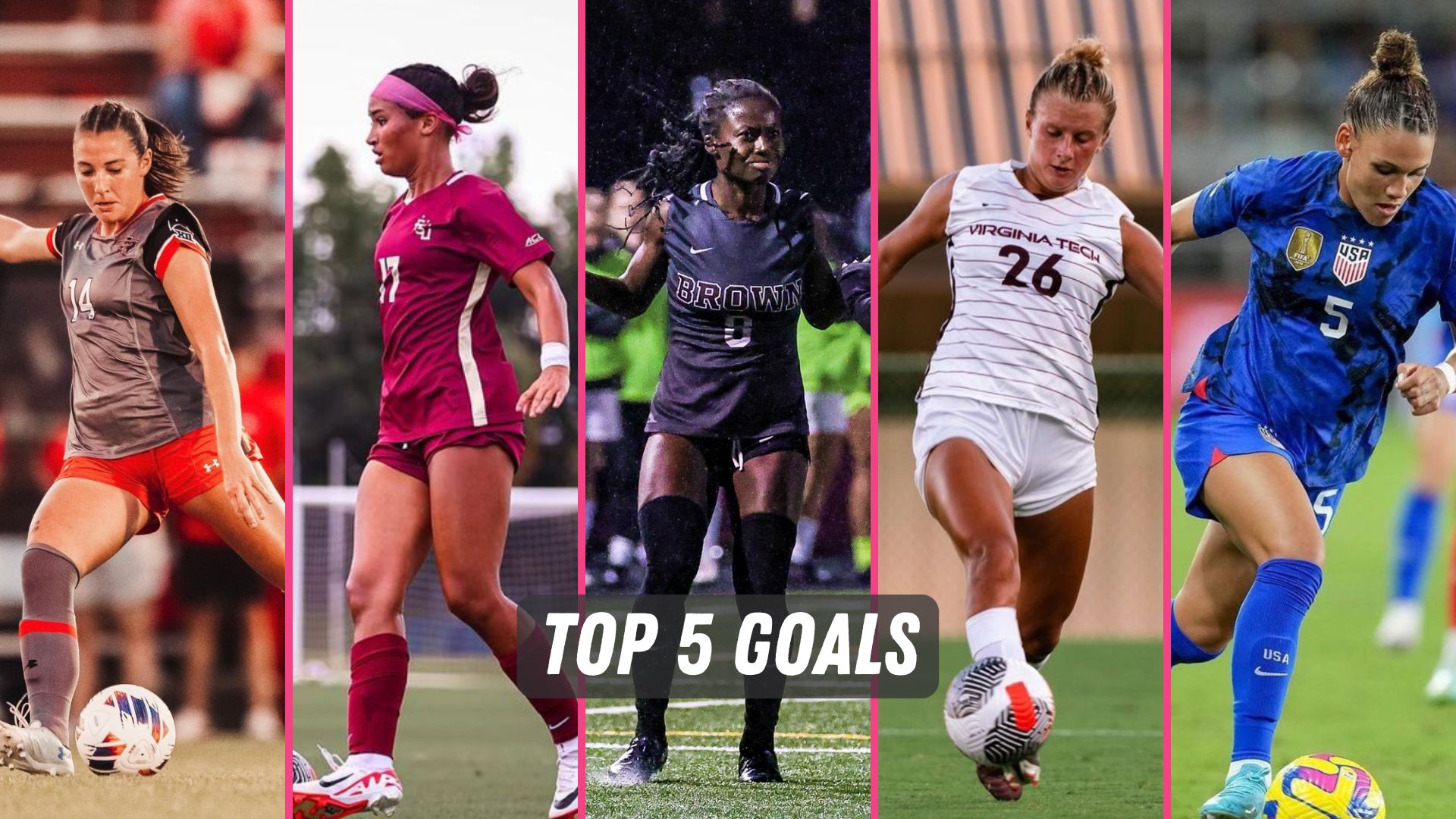 The top five uswnt and ncaa soccer goals this week